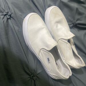 Vans Classic White Canvas Slip-Ons